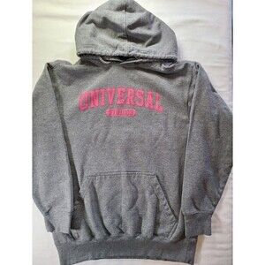 Universal Studios Gray Hoodie Size M Pink Logo Theme Park Souvenir Sweatshirt